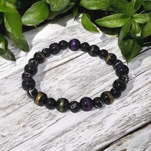 Handmade Unisex Glass Bead Stretch Bracelet
